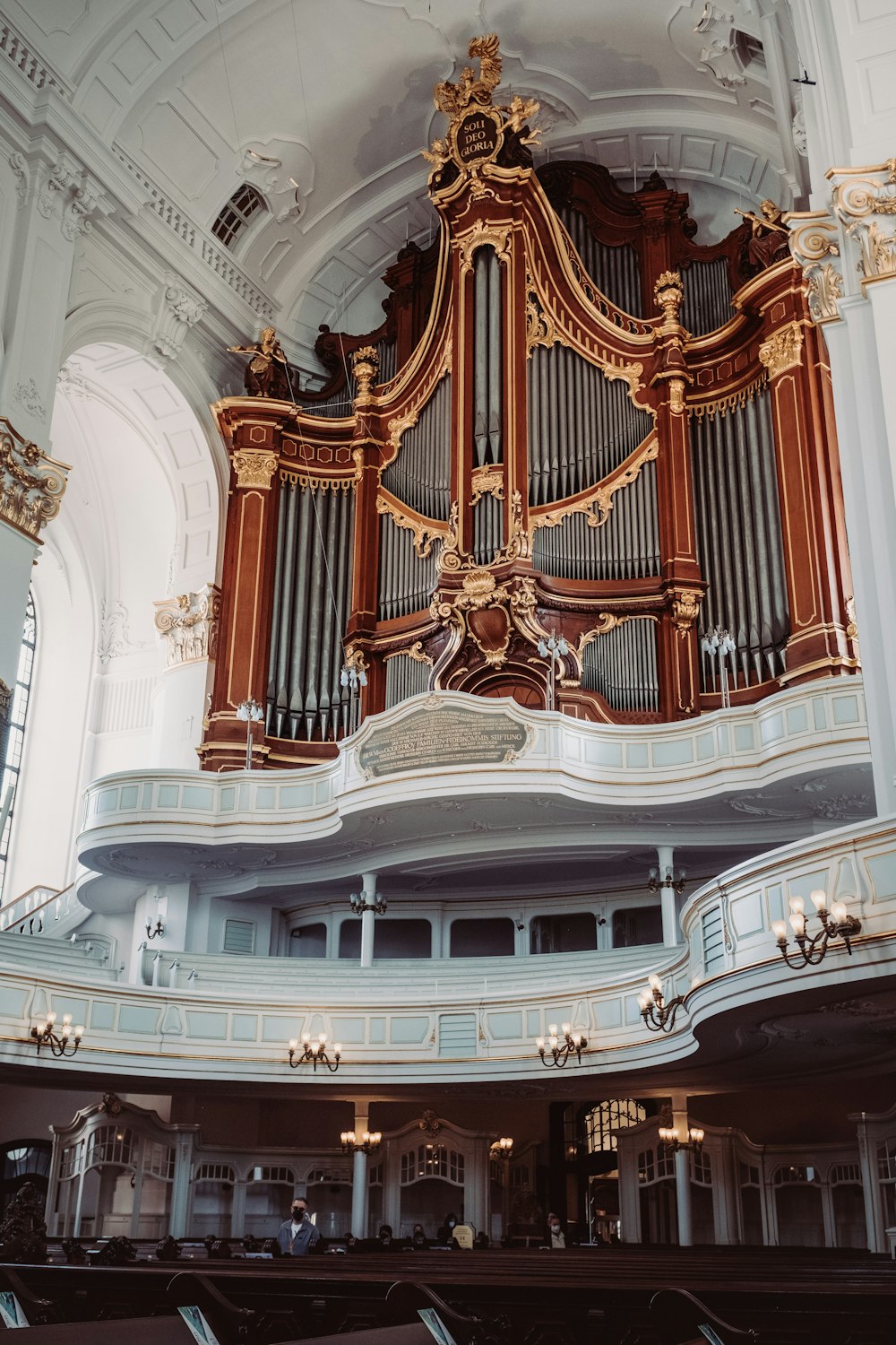 a large pipe organ in a large building