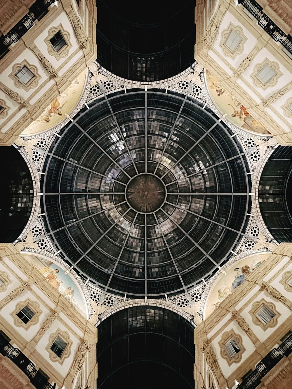 an overhead view of the ceiling of a building