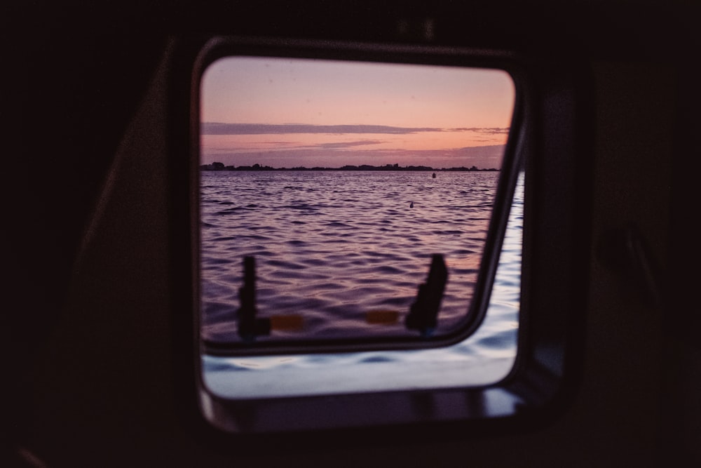 a view of a body of water through a window