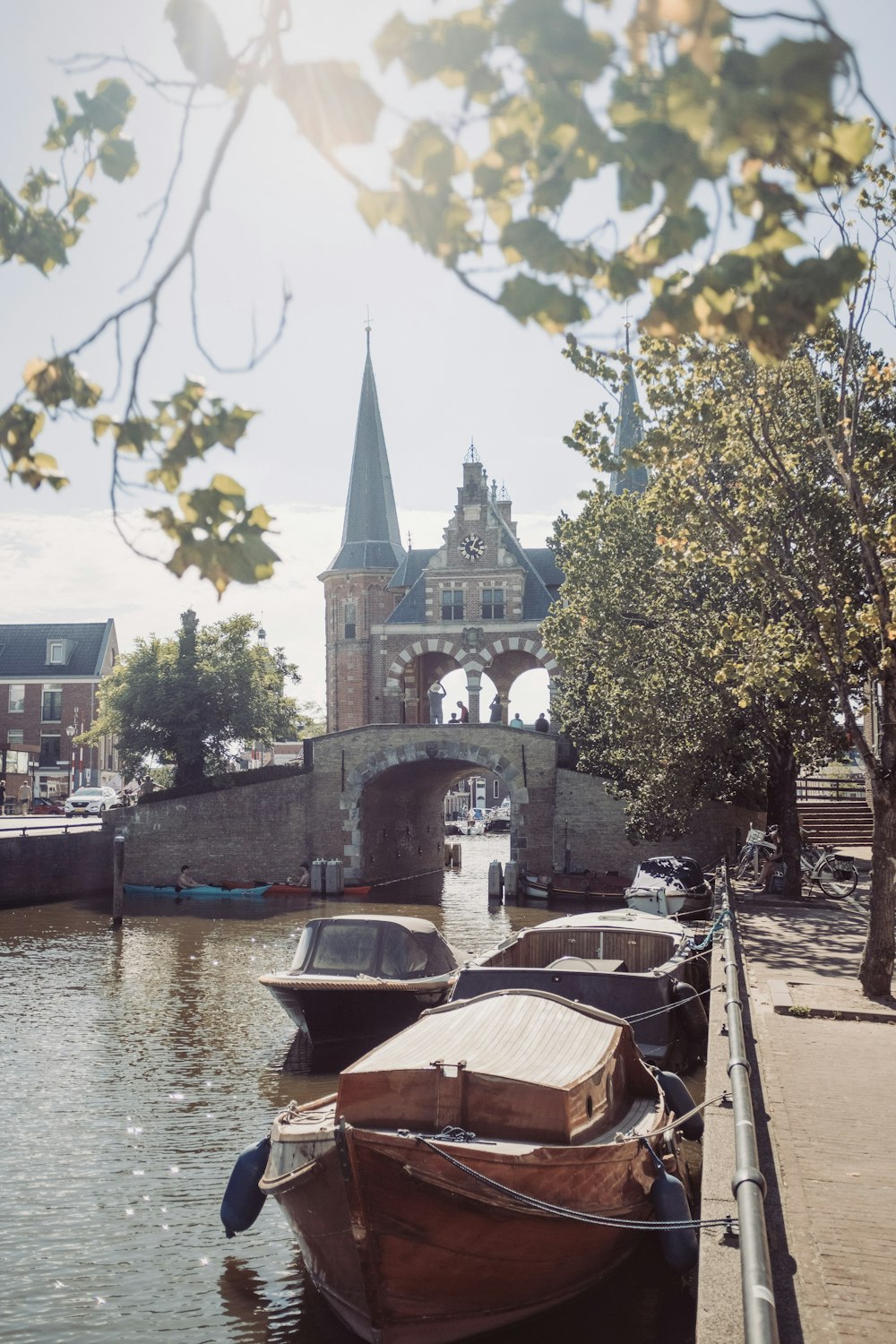 a couple of boats that are sitting in the water