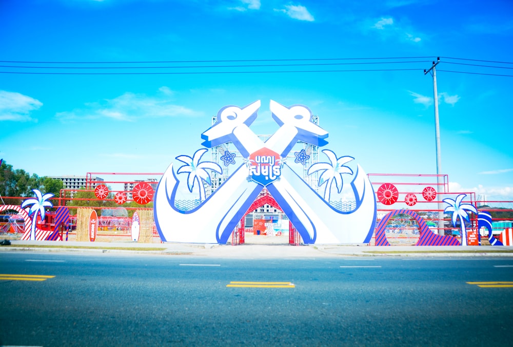 a large sign on the side of a road