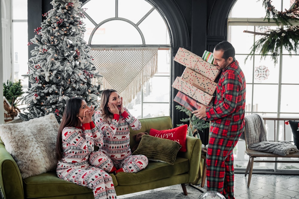 a couple of people that are sitting on a couch