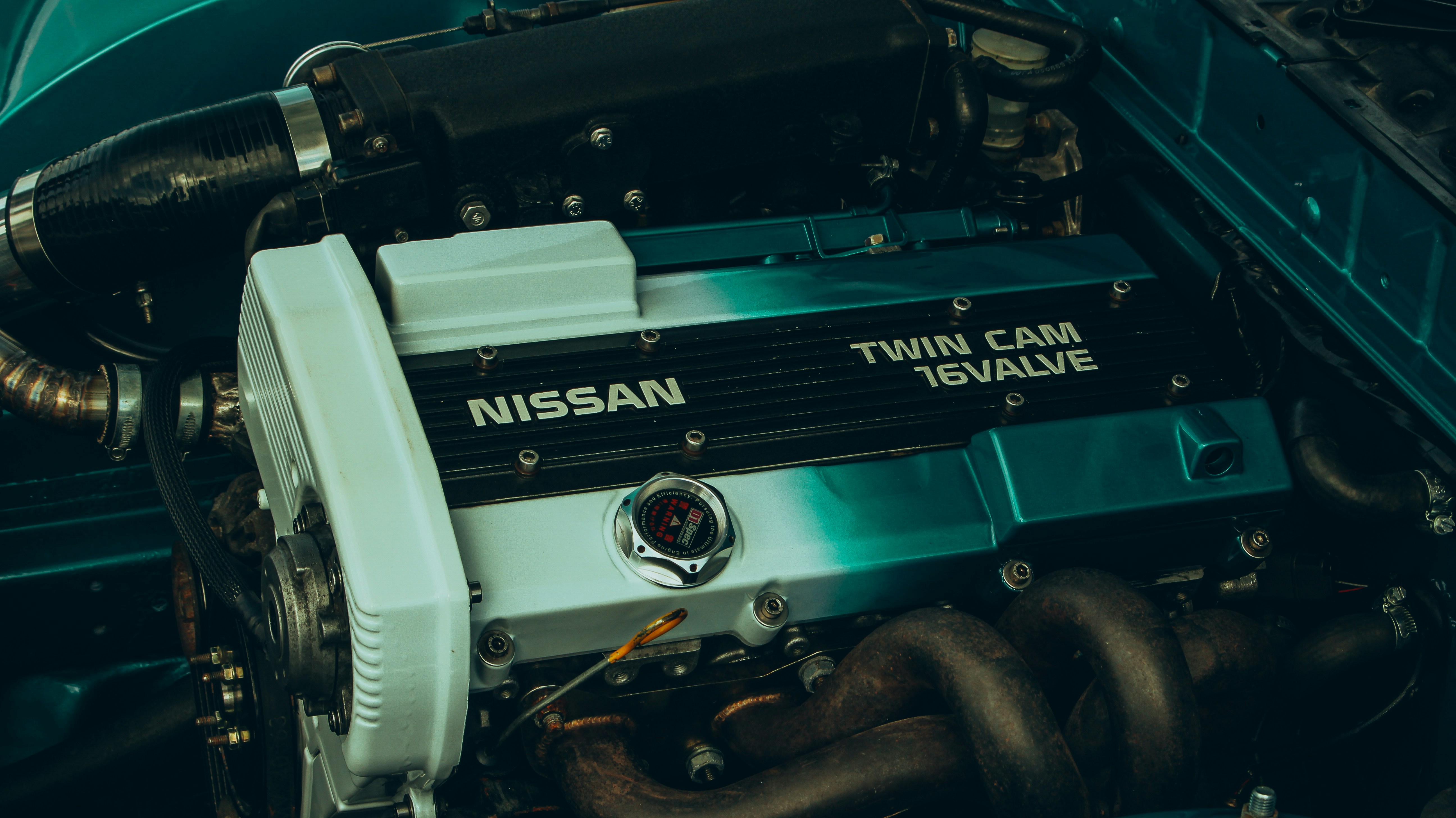 a close up of the engine of a car