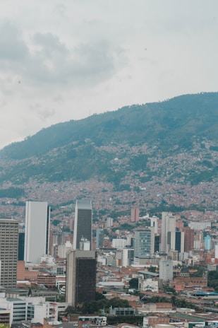 A professional consultant analyzing data charts with a backdrop of South-Central Asian city skyline.