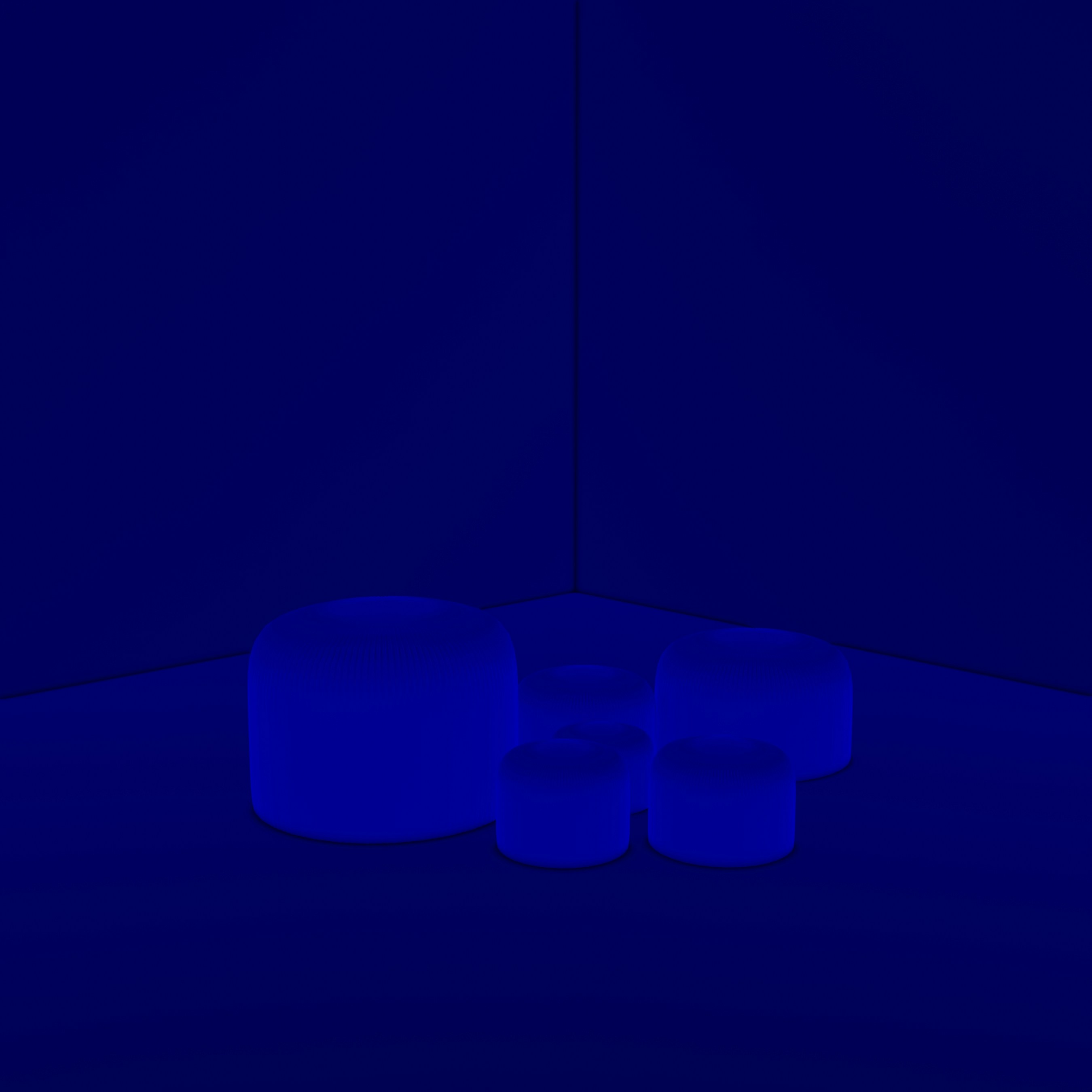 Three blue stools in a dark room photo – Free Blue Image on Unsplash
