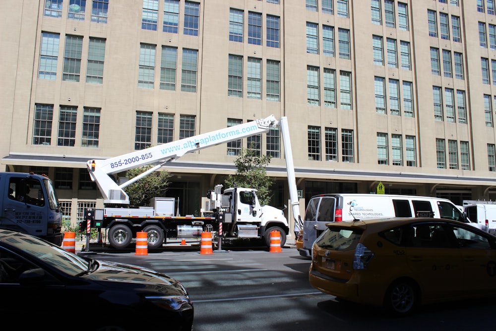 a large crane is being used to repair a building