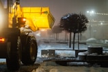 A snowplow clearing snow off a Port Coquitlam residential street early morning