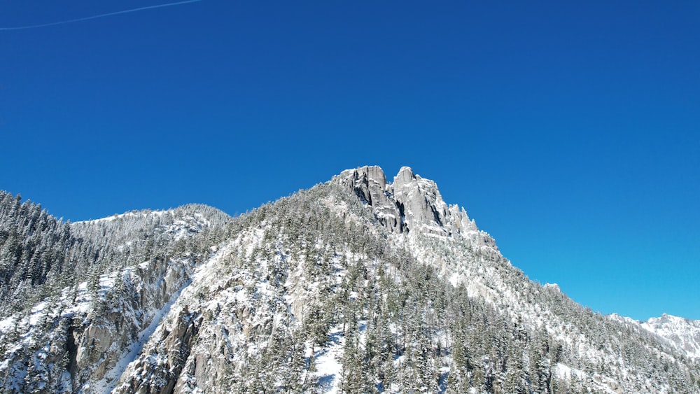 a snow covered mountain with a clear blue sky
