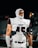 A football player is wearing a white uniform with the number 45 and the word 'PREP' on the chest area. The player is equipped with protective gear and has eye black under the eyes. The background is out of focus, possibly a stadium setting at night.