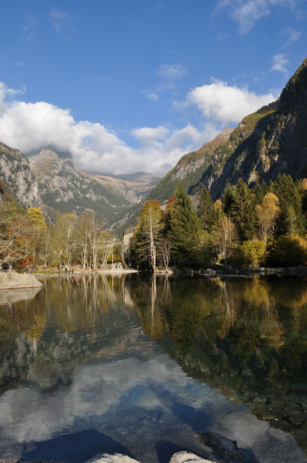 a body of water surrounded by mountains and trees