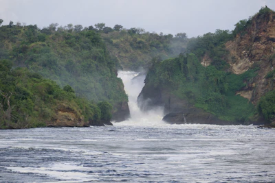 The Nile forcing through the gorge at the top of the falls — Murchison Falls, Uganda