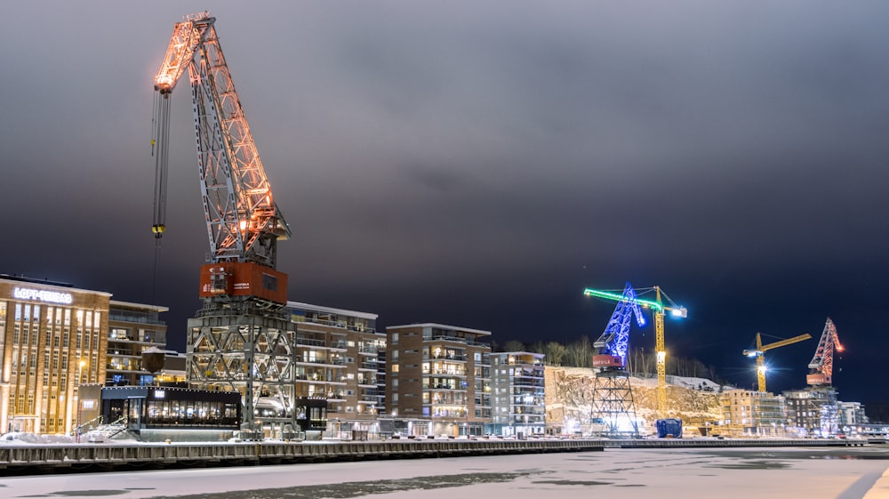 a crane that is standing in the snow