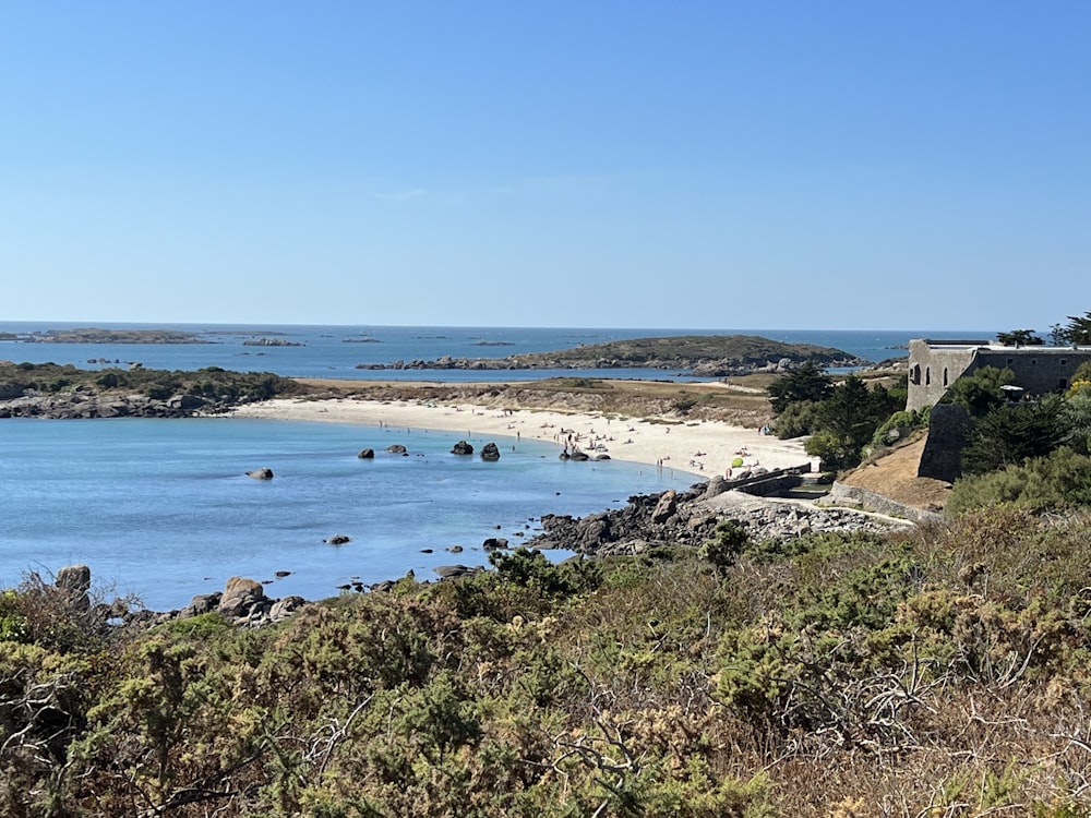 a view of a beach and a body of water