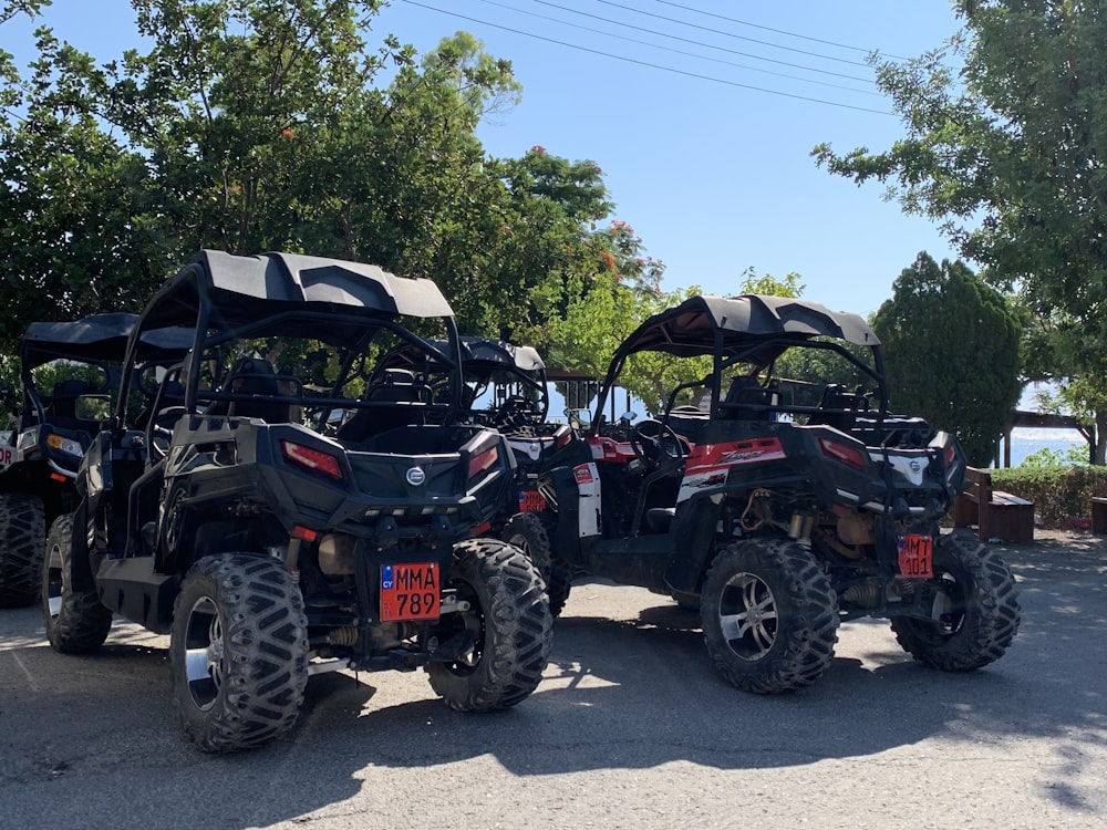 a couple of atvs parked next to each other