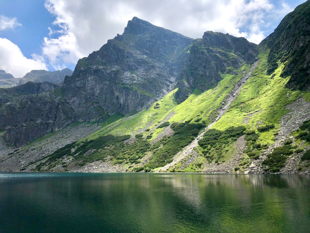 a large body of water surrounded by mountains