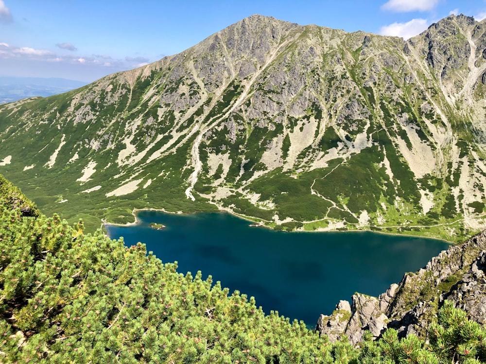 a large body of water surrounded by mountains