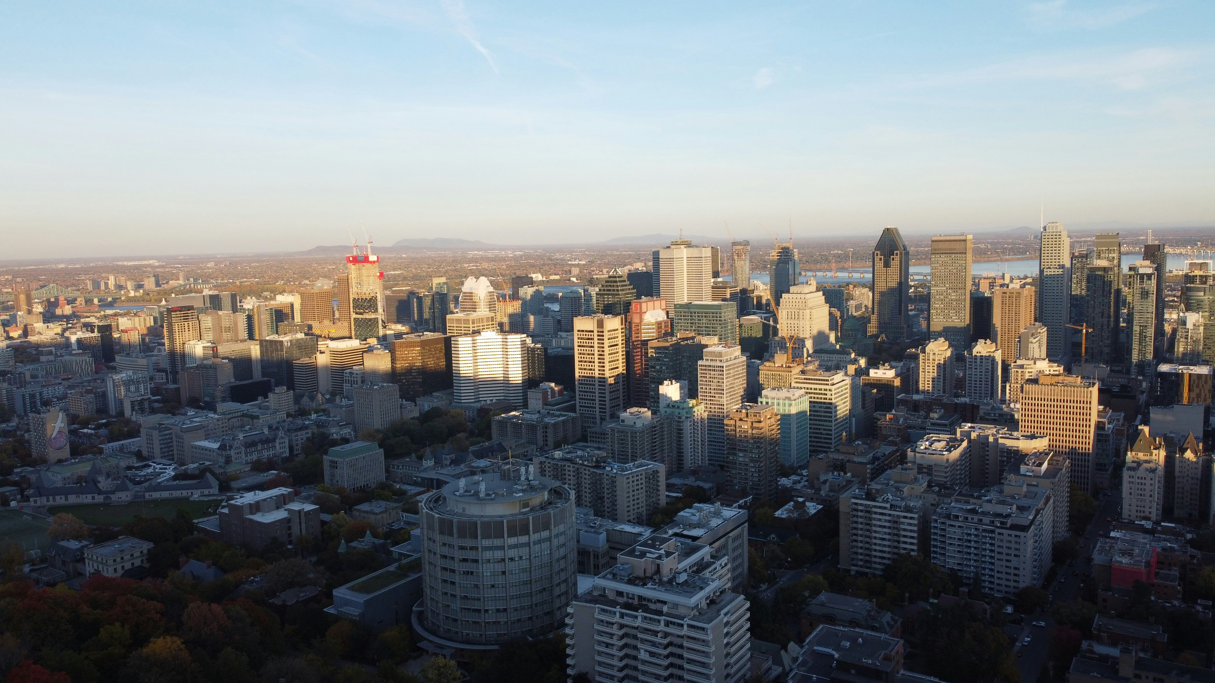 a view of a large city with tall buildings