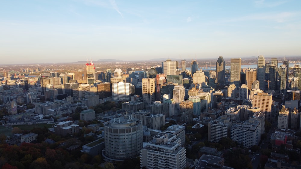 a view of a large city with tall buildings