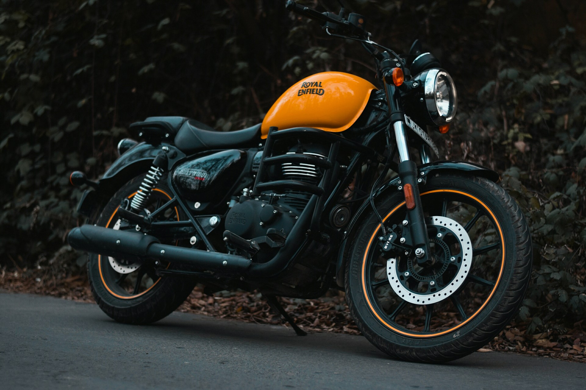 a motorcycle parked on the side of the road