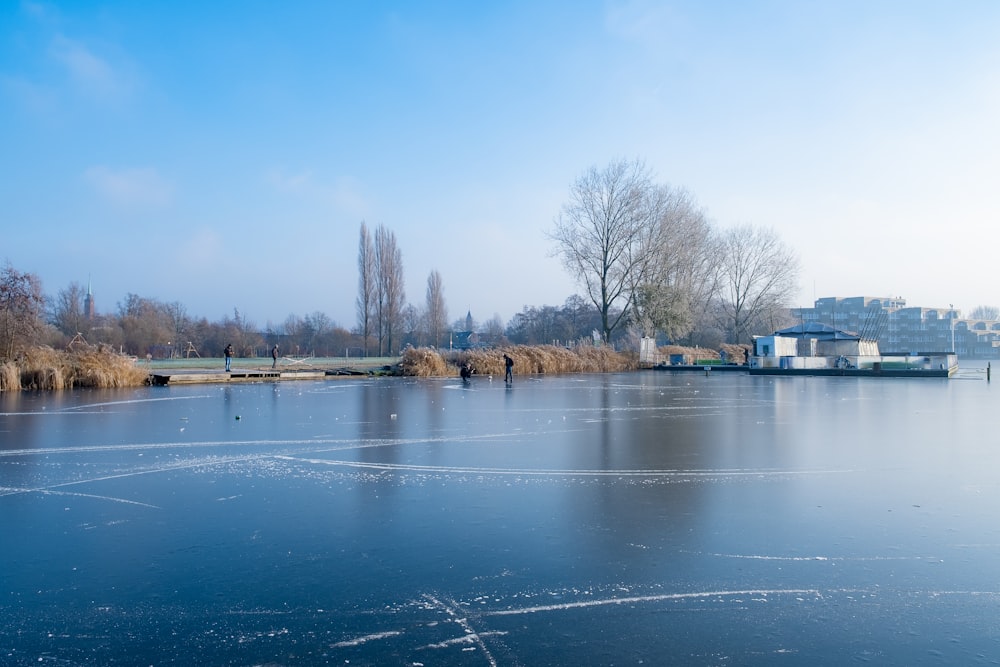 a body of water that has ice on it