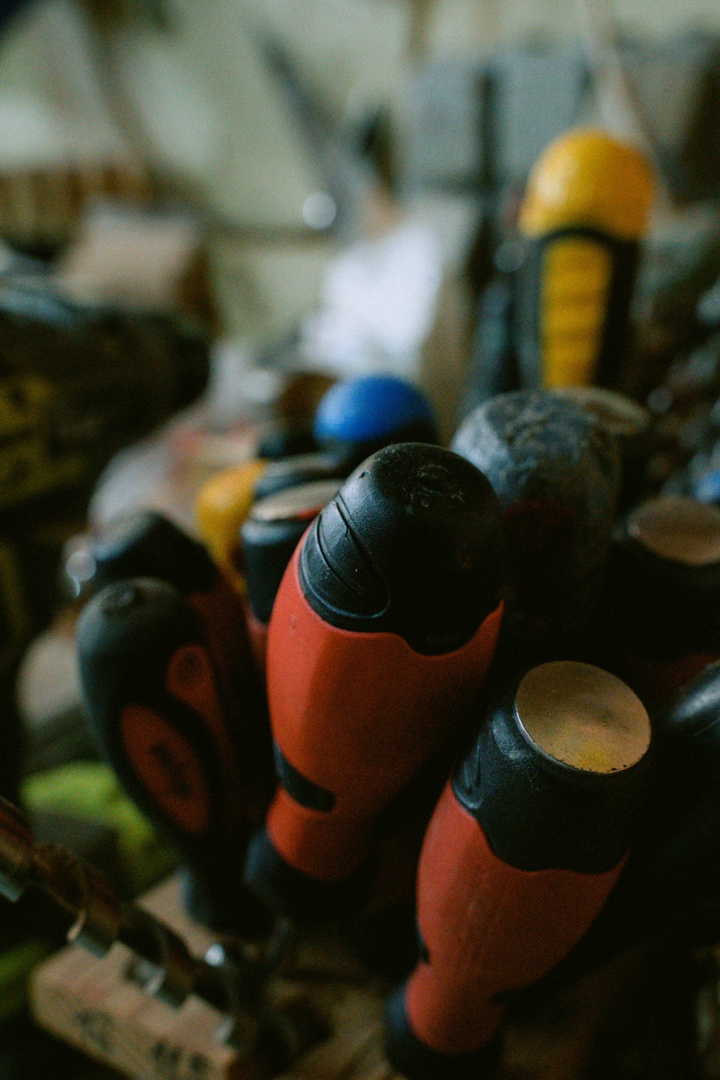 Hand tools laid out on a table