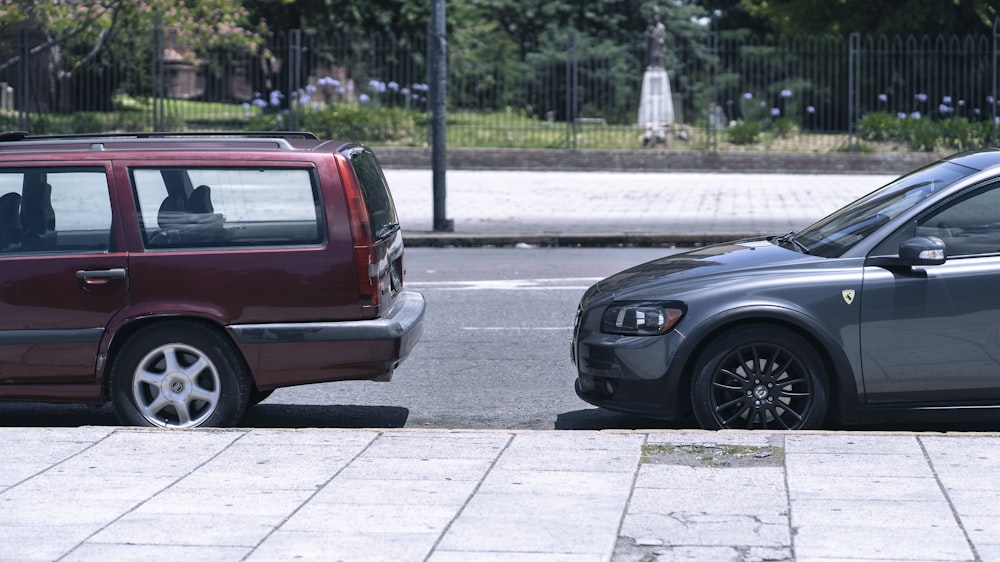 a couple of cars parked next to each other