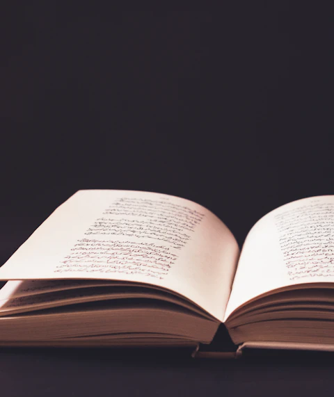 An open book sitting on a table