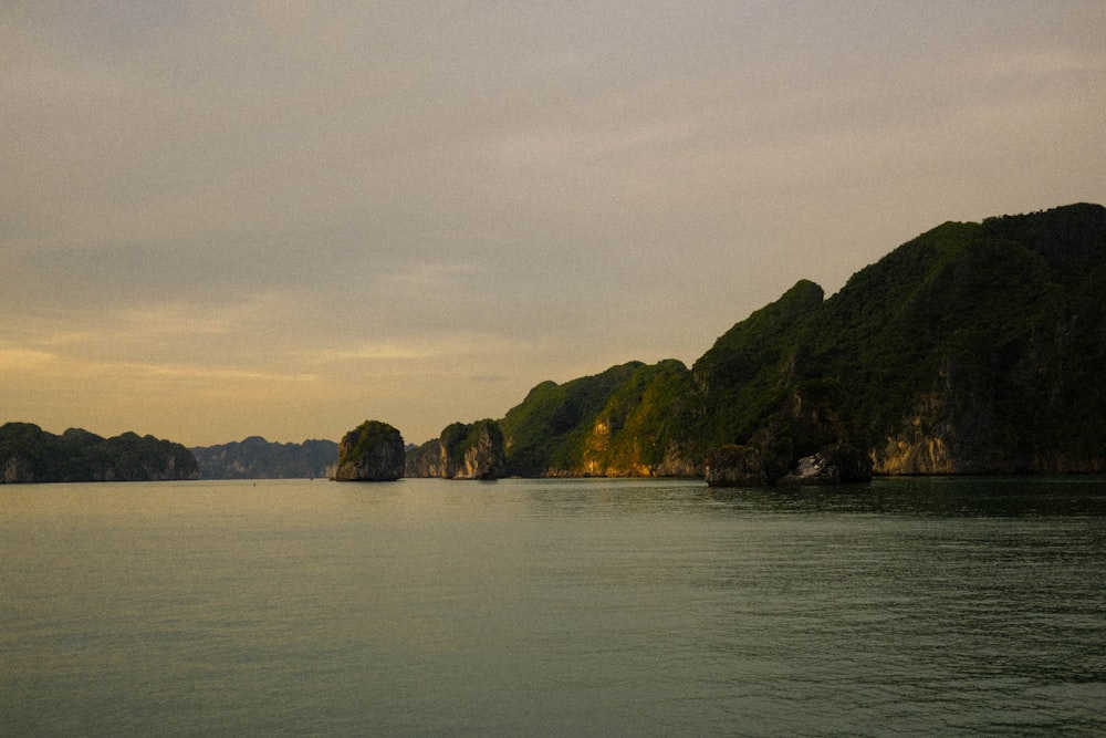 a large body of water surrounded by mountains