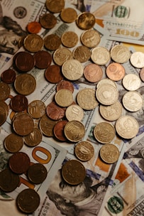 a pile of money sitting on top of a table