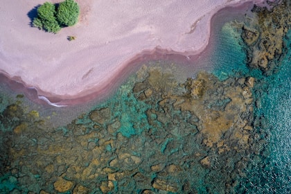 an aerial view of a body of water