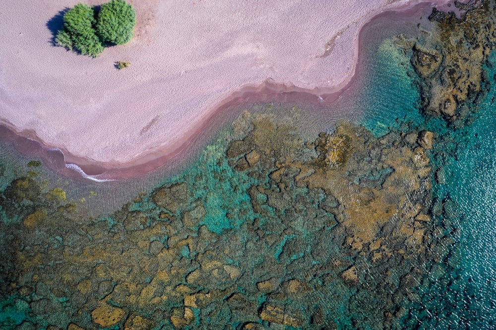 an aerial view of a body of water