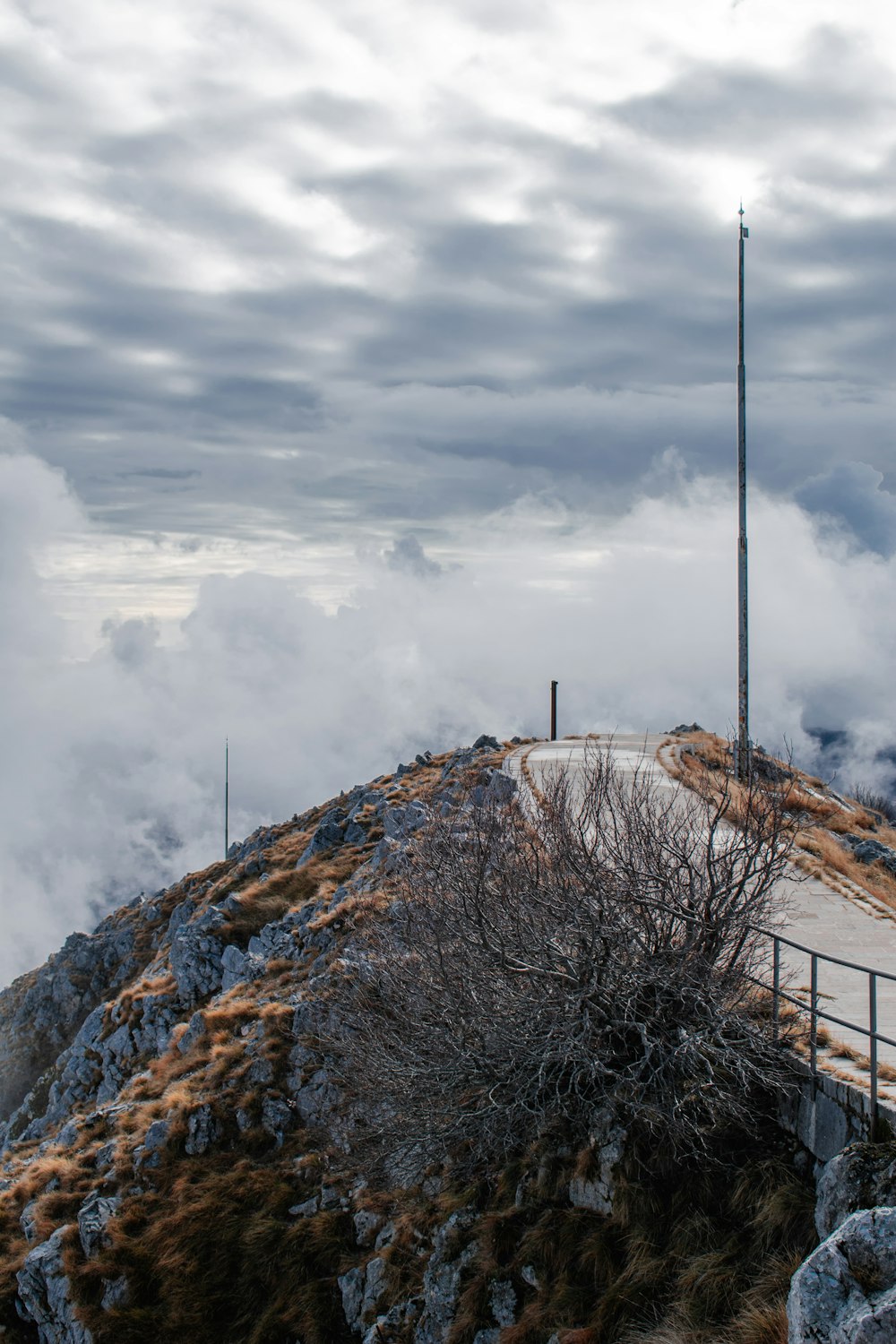 a very tall hill with a very tall tower on top of it