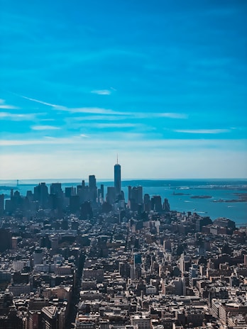An aerial view of a bustling city skyline, symbolizing business opportunities and growth.