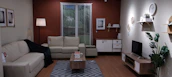 A stylish living room featuring Fredk Furnishings’ non-wood furniture with neutral tones.