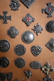 A collection of beautifully designed medals and insignias.