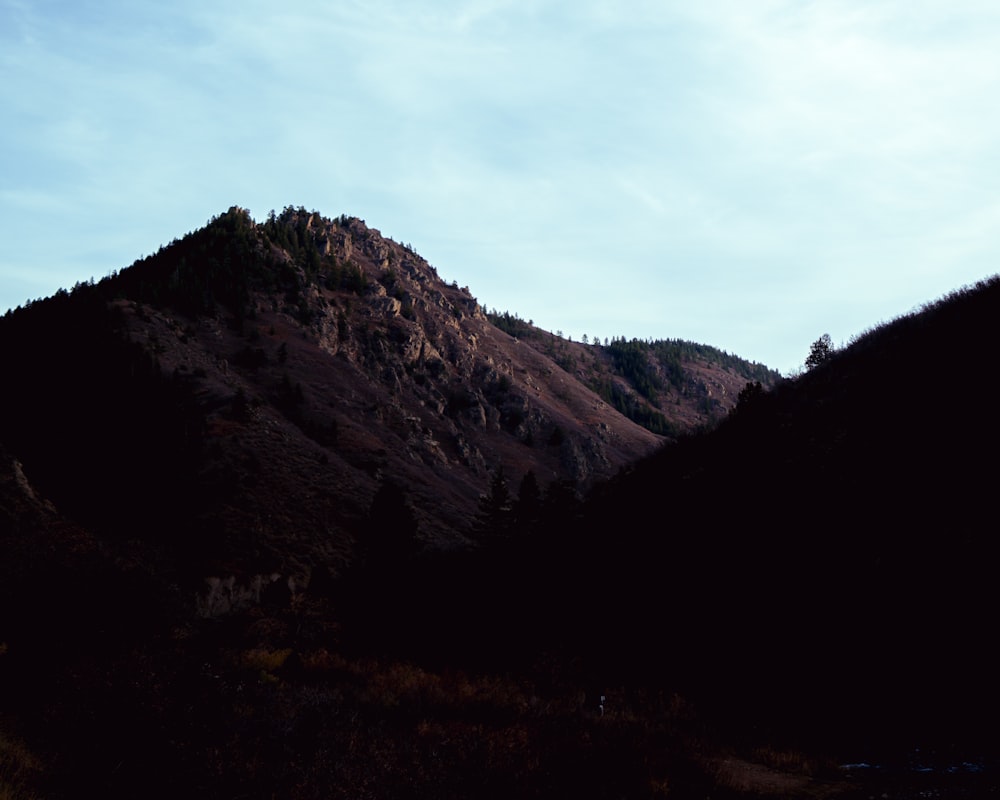 a view of a mountain with a sky background