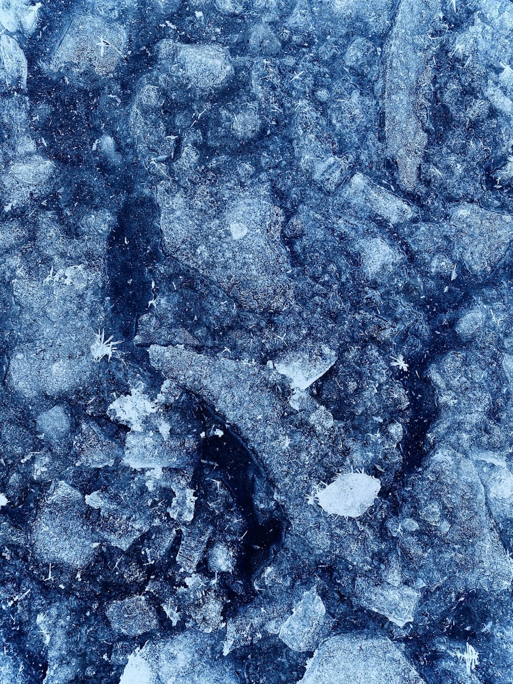 a close up view of ice and rocks