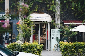 A welcoming entrance to a quaint thrift store in Queenstown.