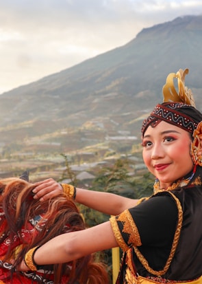 Colorful traditional costumes worn by ethnic minority women in a Sapa village.