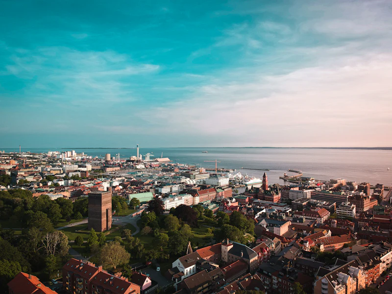 Utsikt över Helsingborg från ett högt läge