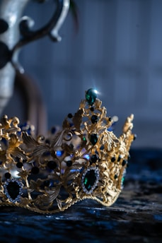 A vintage-style illustration of a Brazilian imperial crown resting on an old book with olive green and yellow tones.