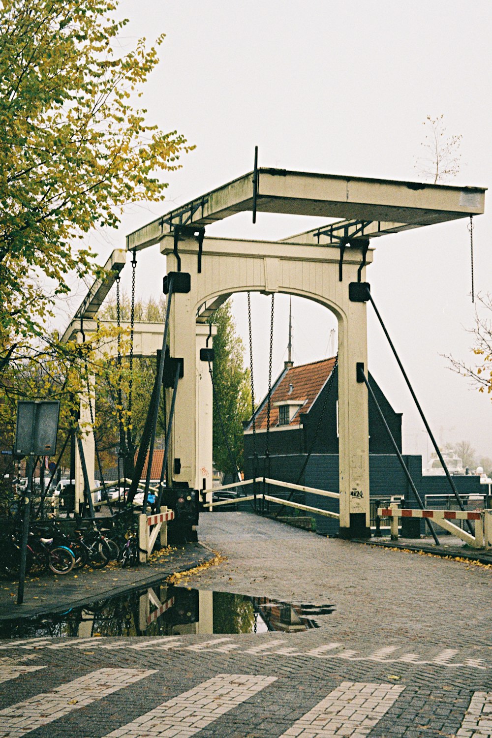 a bridge that has a bike rack on it