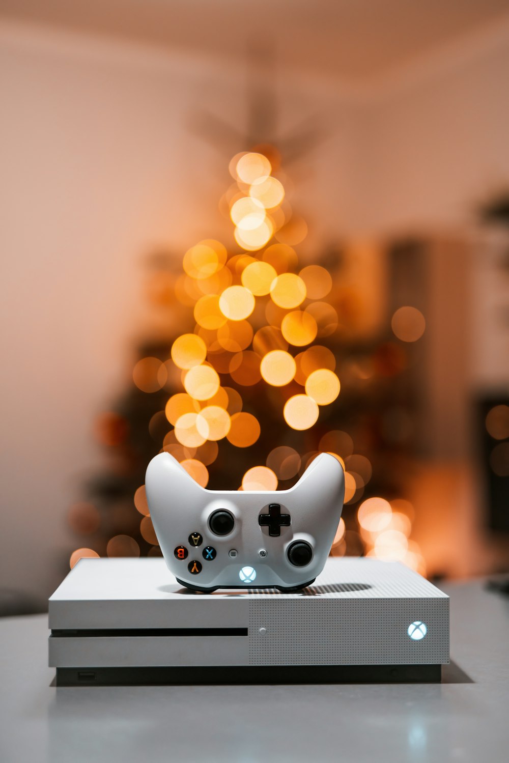 a video game controller sitting on top of a table