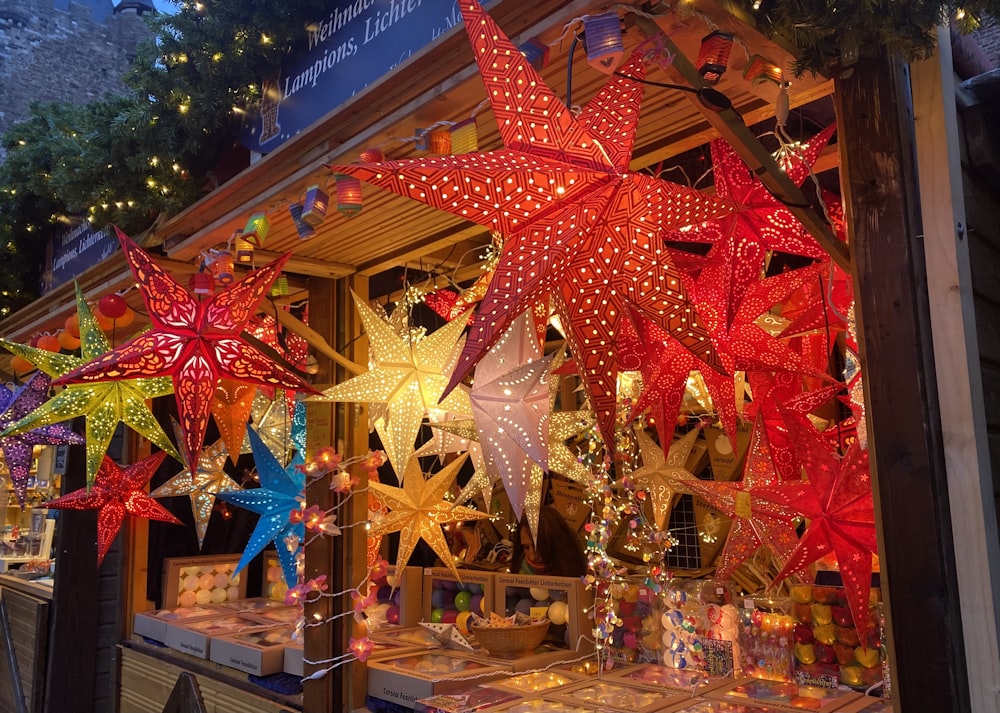 a display of christmas lights in a store window