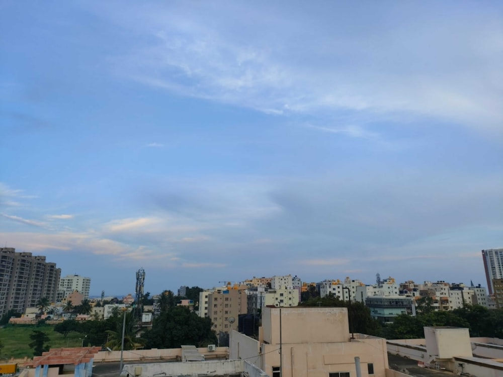 a view of a city from a rooftop