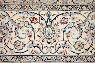 a rug with a floral design on it