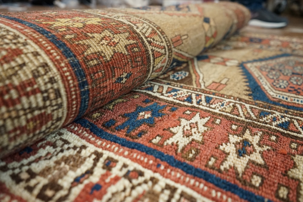 a close up of a rug on the floor