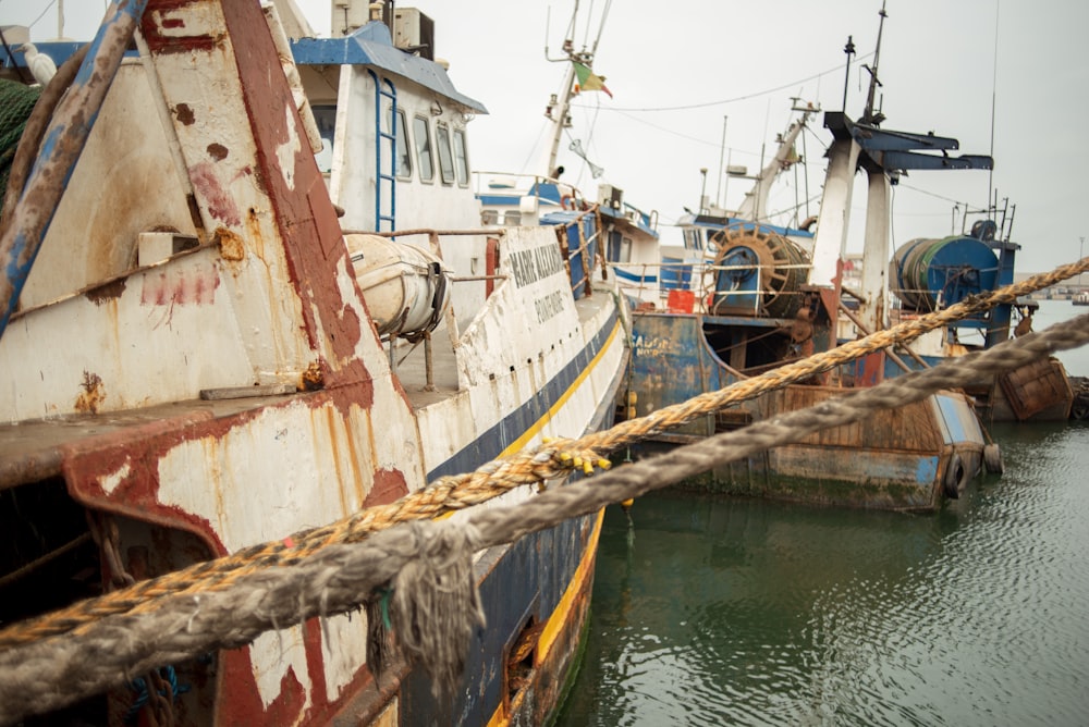 a couple of boats that are sitting in the water