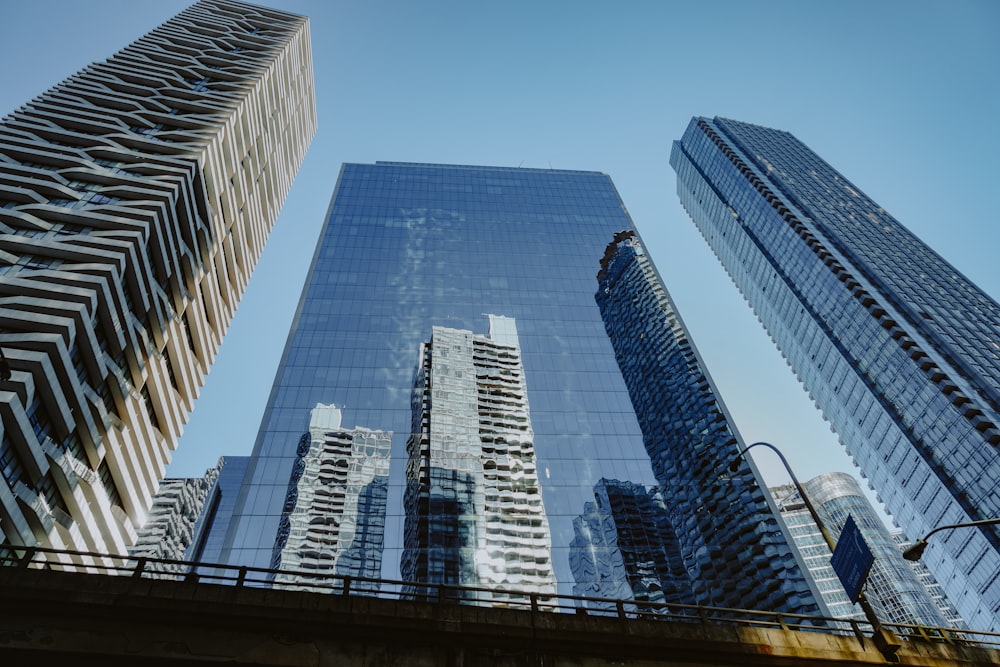 a group of tall buildings next to each other