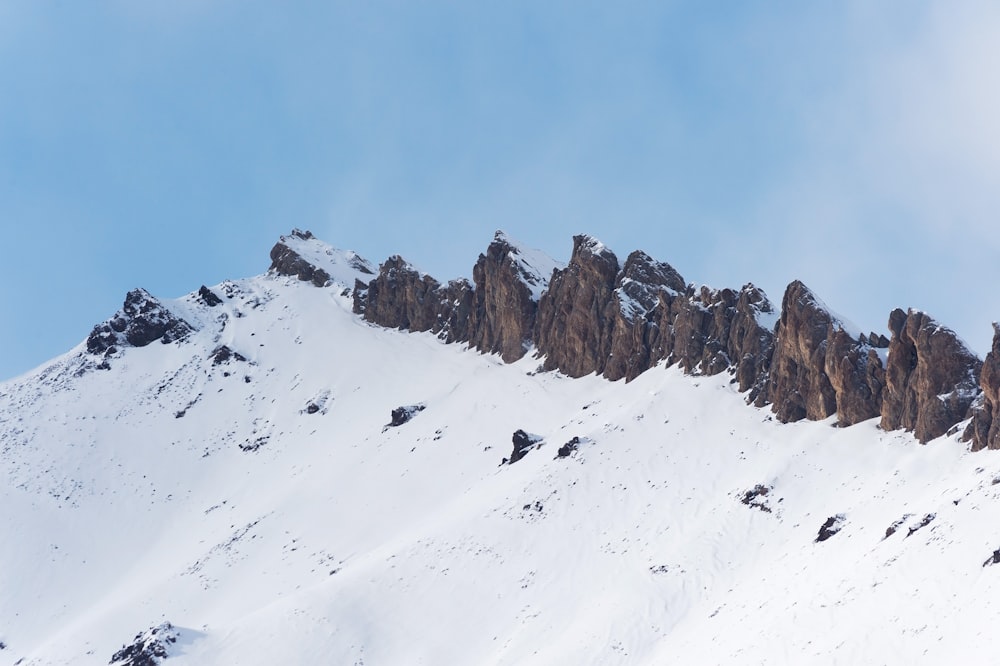 a snow covered mountain with a sky background